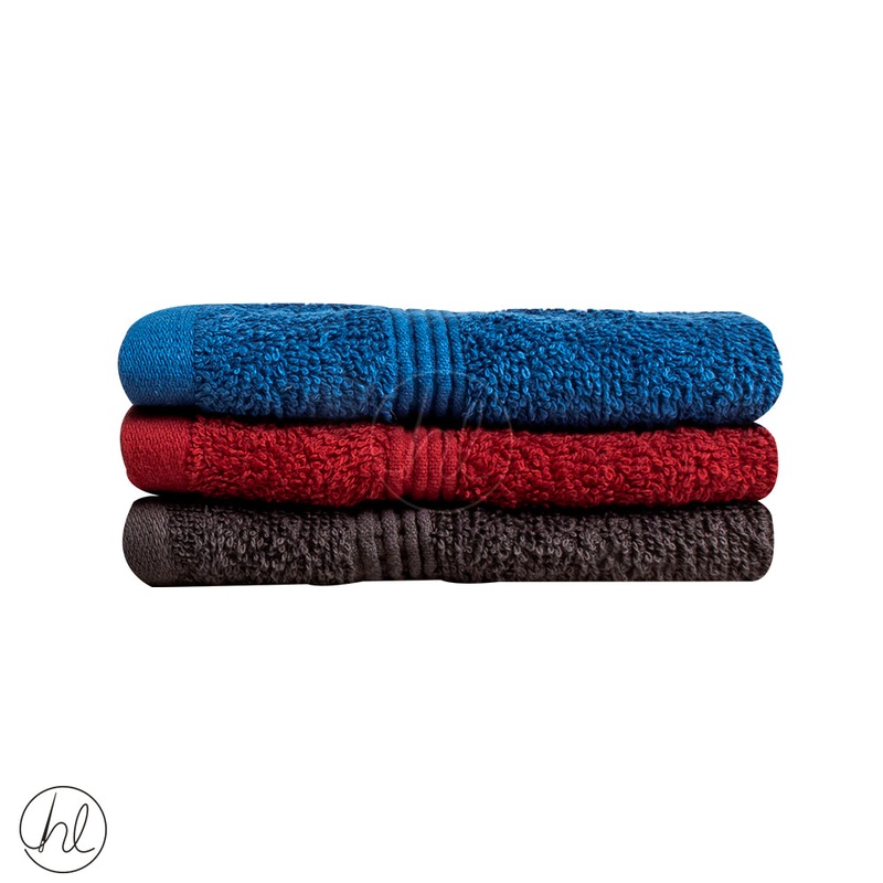 3 PACK FACE CLOTH LE AEGEAN/BURGANDY/CHARCOAL GREY 30X30CM