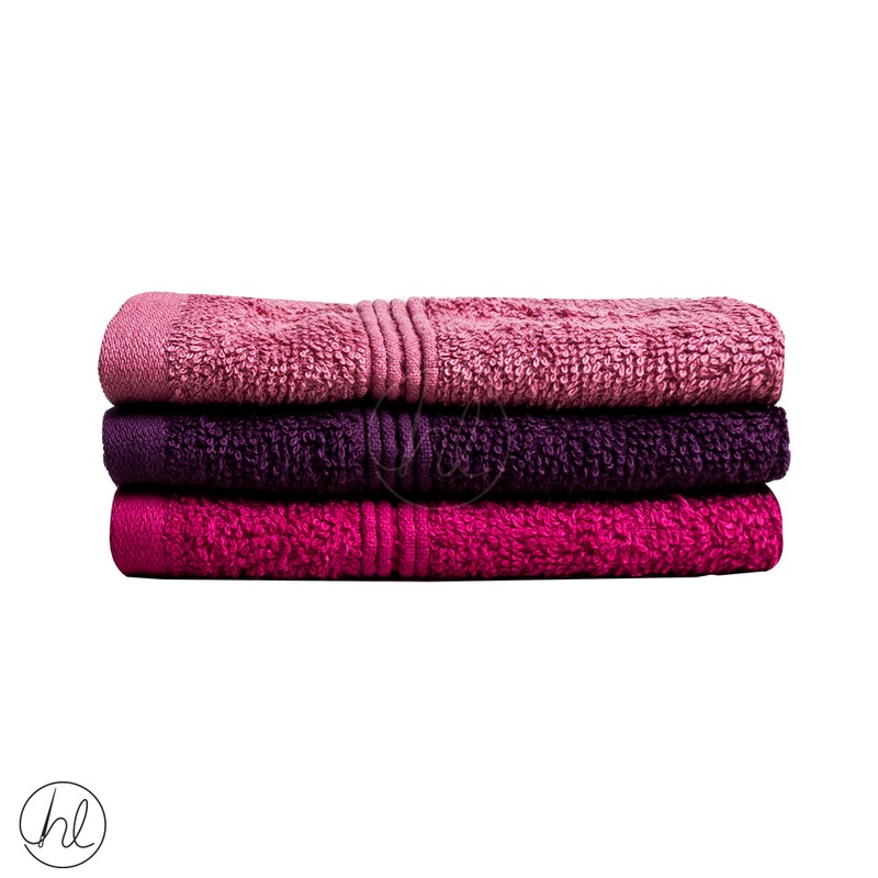 3 PACK FACE CLOTH LE DUSTY PINK/ DUSTY PURPLE/ CERISE 30X30CM
