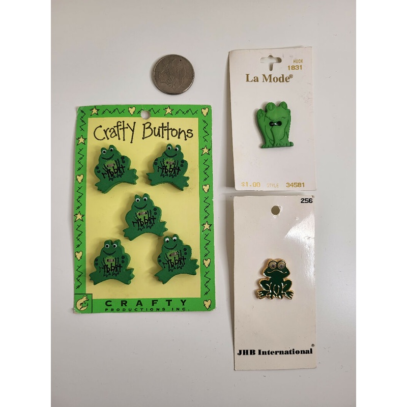 Assortment of frog buttons, set of 7