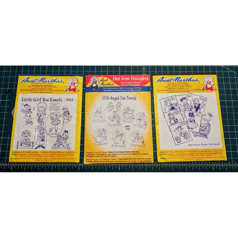 Aunt Martha's Hot Iron Transfers Lot of 3 - Angels, Little Girls & Nursery Rhymes