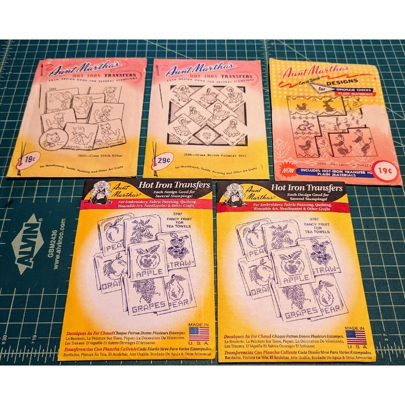 Aunt Martha's Hot Iron Transfers Lot of 5 - Cross Stitch Motifs