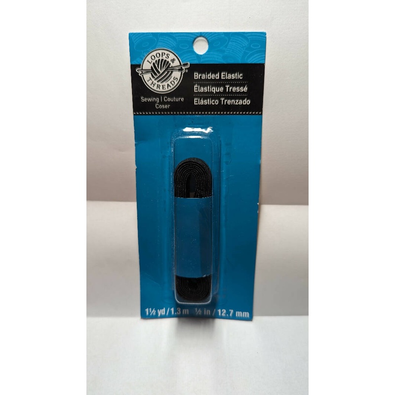 NIP Theads & Loops Black Braided Elastic 1/2"W