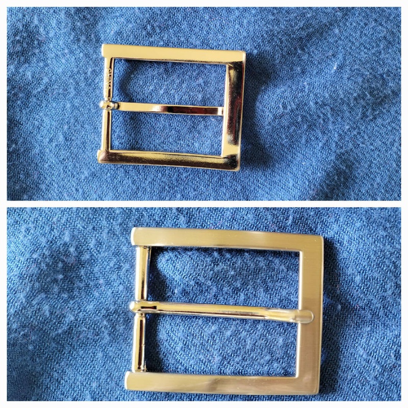 Set of two brushed nickel tone metal buckles - 1 3/8" wide