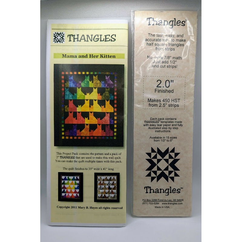 Thangles Mama & Her Kitten Quilt Pattern Plus Half Square Triangle Template Strips