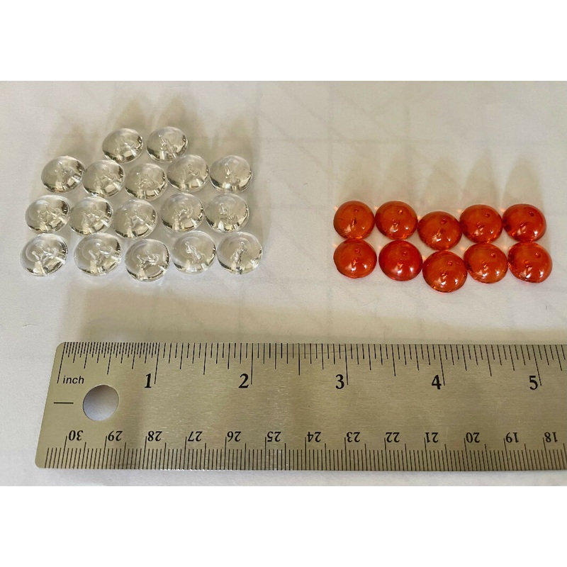 Vintage Glass Buttons: 17 Clear and 10 Orange