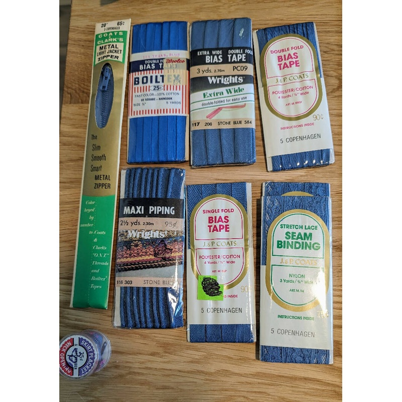 Vintage Shades of Blue Sewing Notions - Lot of 9