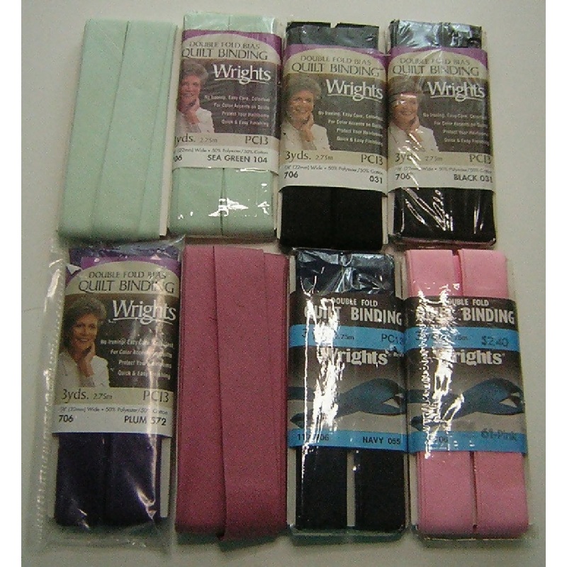 Wrights Double Fold Quilt Binding - 8 packs - 7/8 inch by 3 yds each