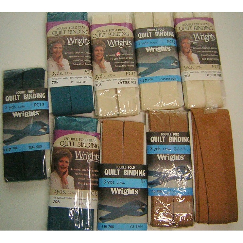Wrights Double Fold Quilt Binding - 9 packs - 7/8 inch by 3 yds each