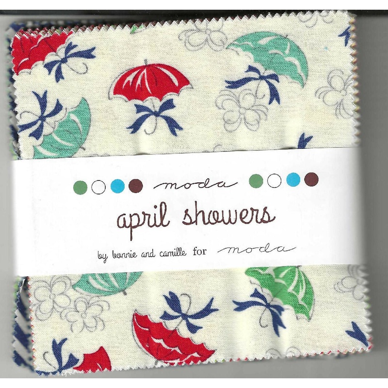 April Showers by Bonnie and for Moda. 5"x5", 42 pieces