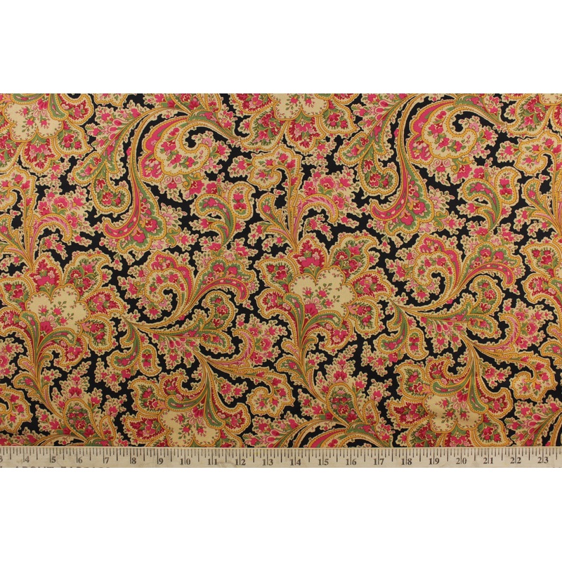 Benartex Malabar Paisley Fabric in Ebony in 108" Width Quilt Backing