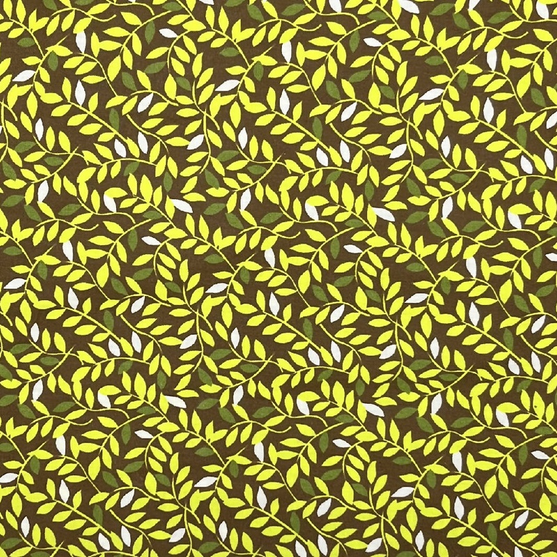 Brown and Green Leaves Quilting Cotton - 1 yd