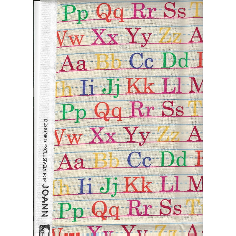 Colored Letters on Cream Fabric by Joann's, cotton - 41 Inches plus piece 11x42 inches