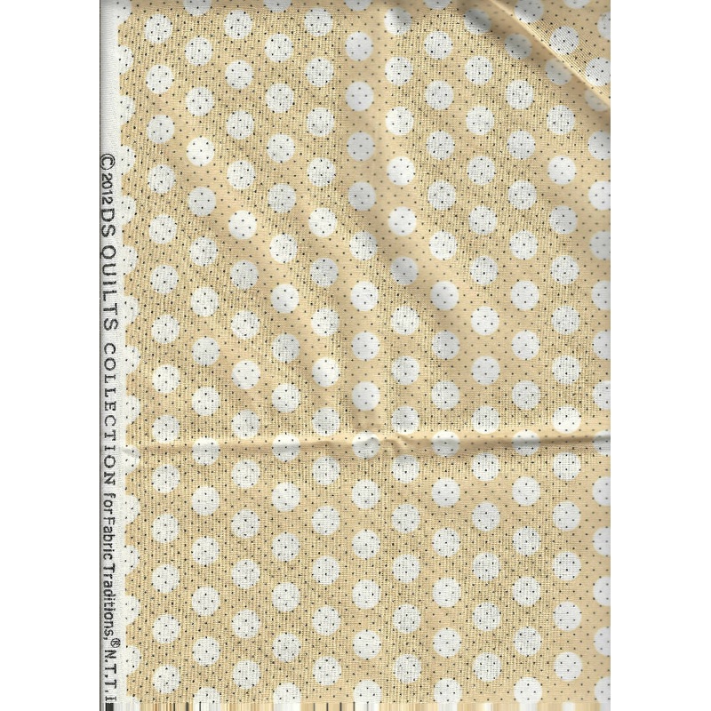 DS Quilts Collection for Fabric Traditions, N.T.T. Inc. Small cirles on gold background, 1 yard cotton fabric