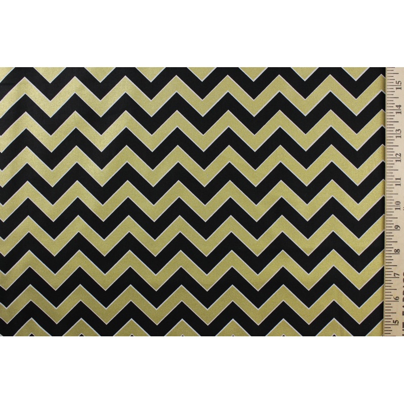 Emma & Mila Gold Chevron in Black for Camelot Fabrics
