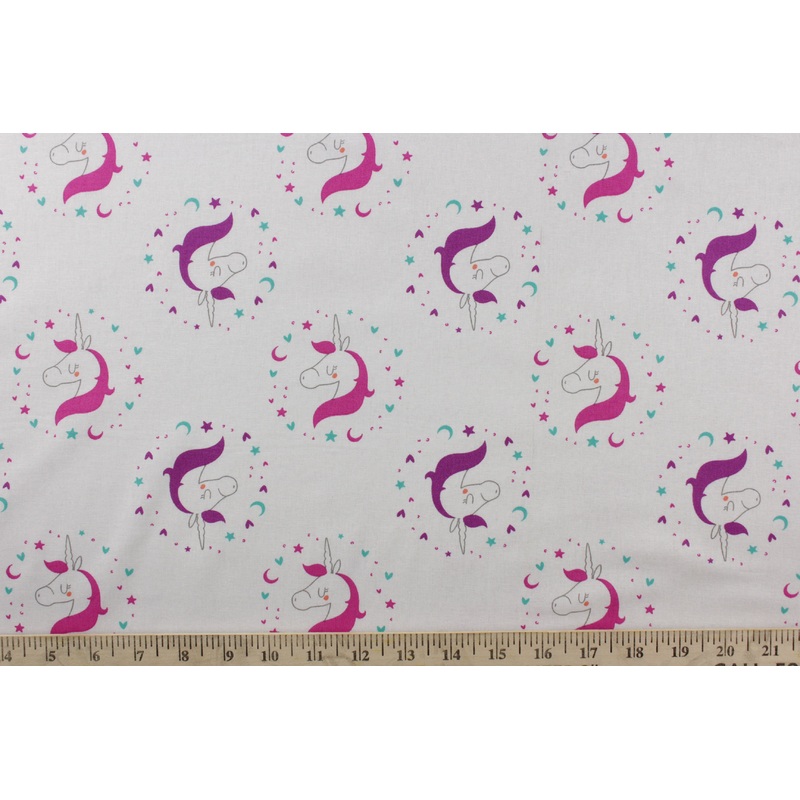 Emma & Mila Unicorn Cameo Fabric in Iris for Camelot Fabrics