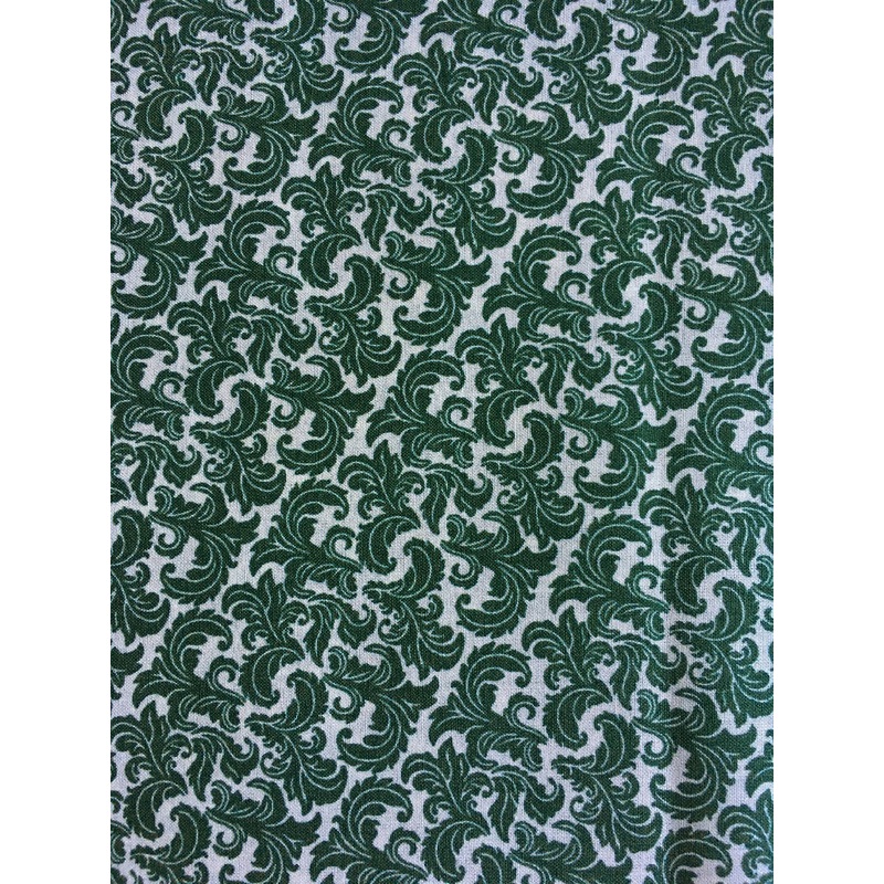 FABRIC Leaves Green on Cream 3.28 Yards