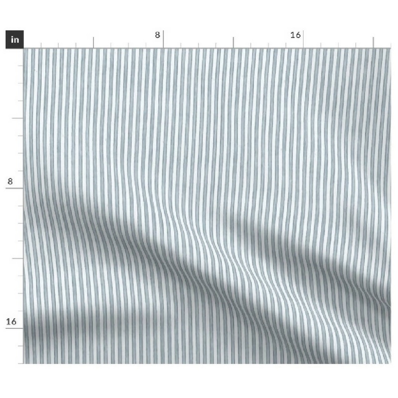 Faded French Stripe - Blue Fabric, 1 Yard, 100% Cotton Spoonflower Fabric