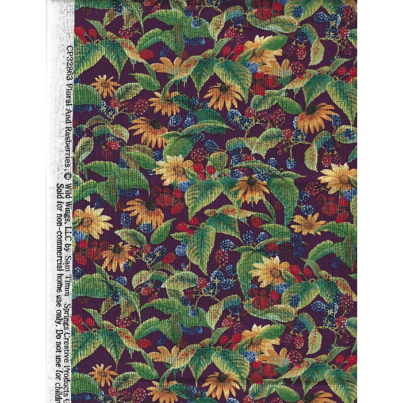 Floral and Rasberries by Sam Timm for Springs Creative - 47 inches cotton