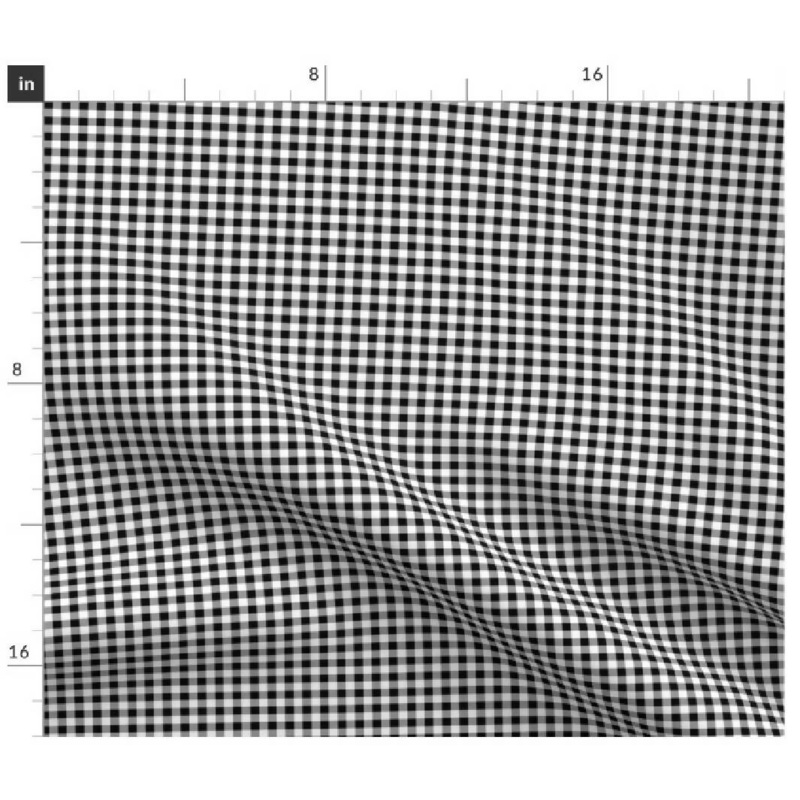 Gingham ~ Black and White and Grey All Over ~ Small Fabric, 1 Yard, 100% Cotton Spoonflower Fabric