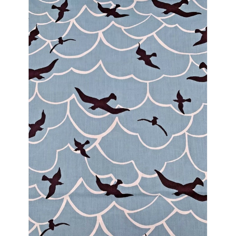 Monaluna Fabric Marin Bird Sky Blue Print 100% Organic Cotton 5 yards x 44 Wide