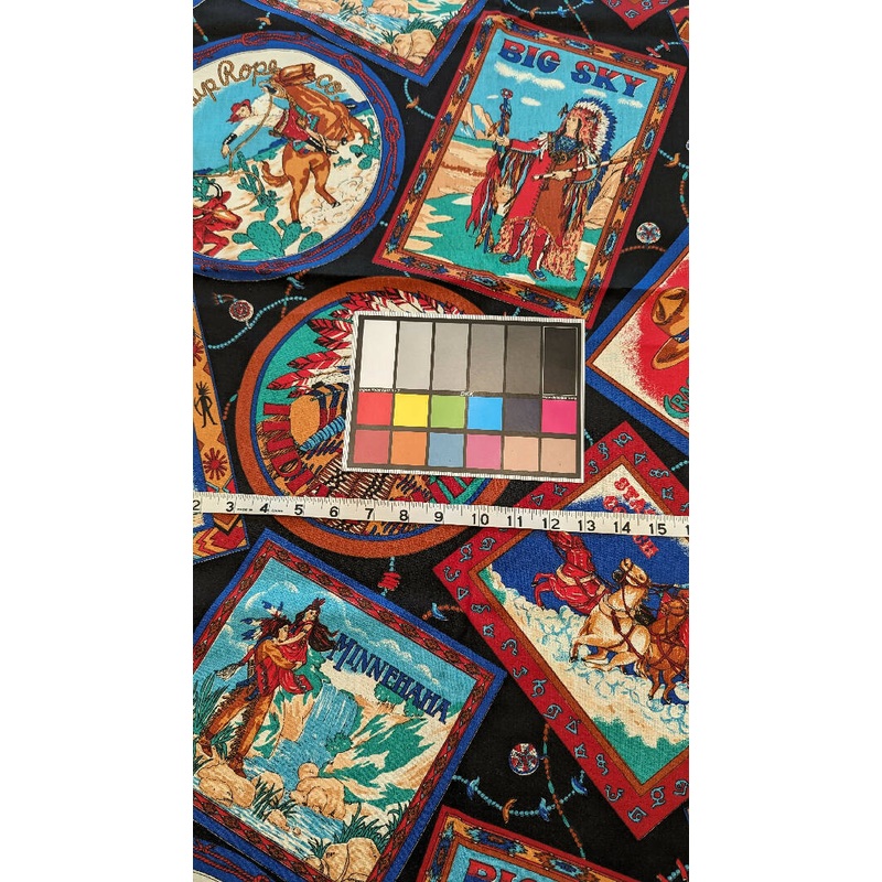 Novelty Retro Cowboys & Native Americans Print Quilting Cotton 45"W - 1 yd