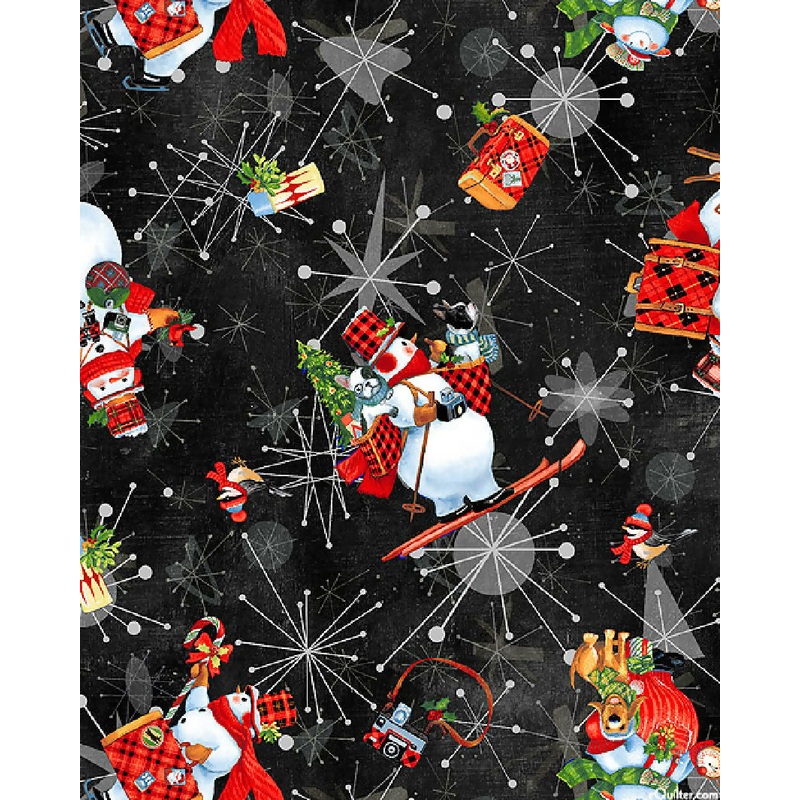 Tossed Snow Winter Dogs and Snowmen