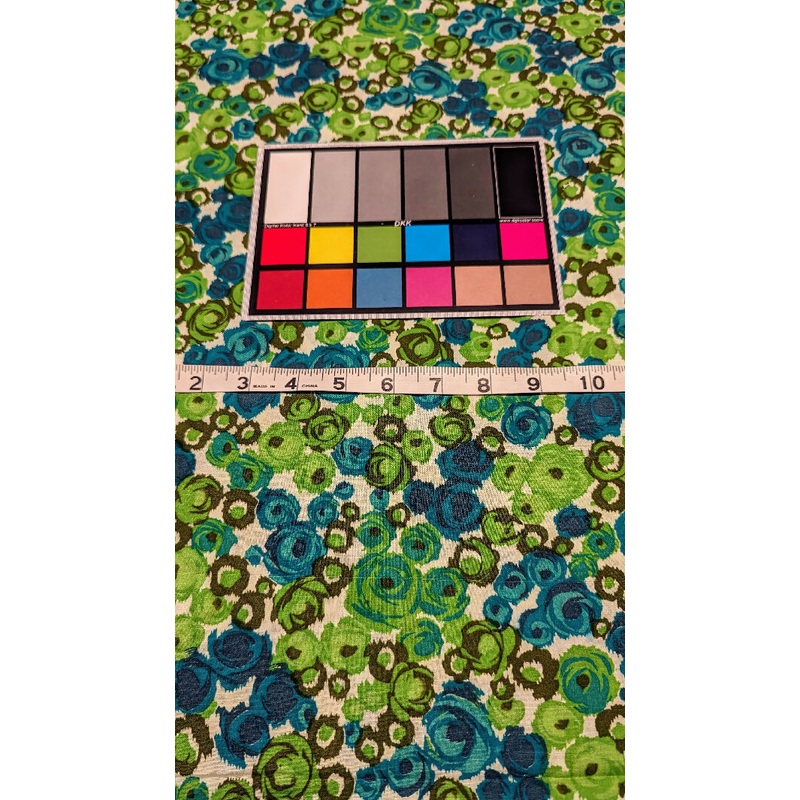 Vintage Lime Green/Teal Abstract Floral Print Quilting Cotton Woven Fabric 35"W - 2 1/2 yds