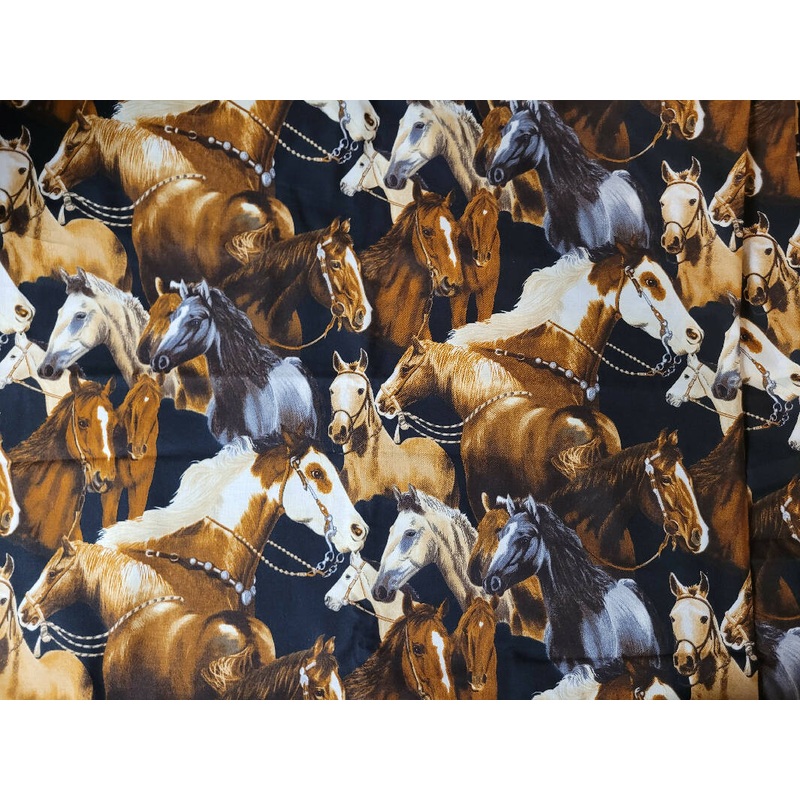 Vintage Robert Kaufman Horses print D7713. 3 yards