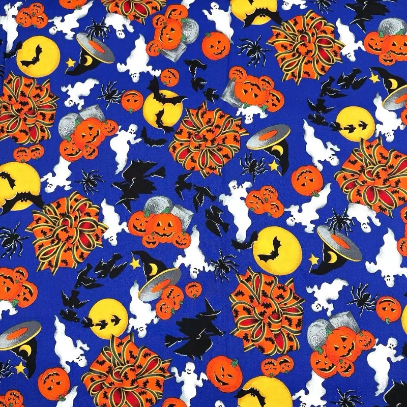 Vintage VIP Cranston Print Works 100% Cotton Halloween Fabric Wide Width 4 yd x 58"w