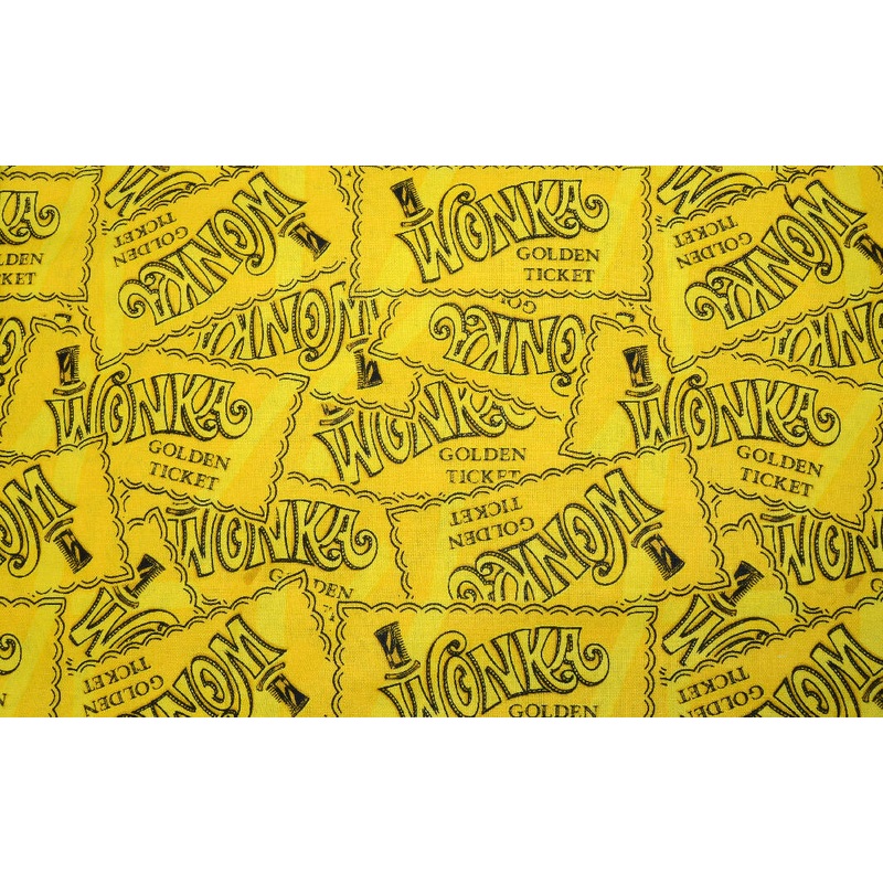 Willy Wonka Golden Ticket 100% Cotton Fabric by the Yard