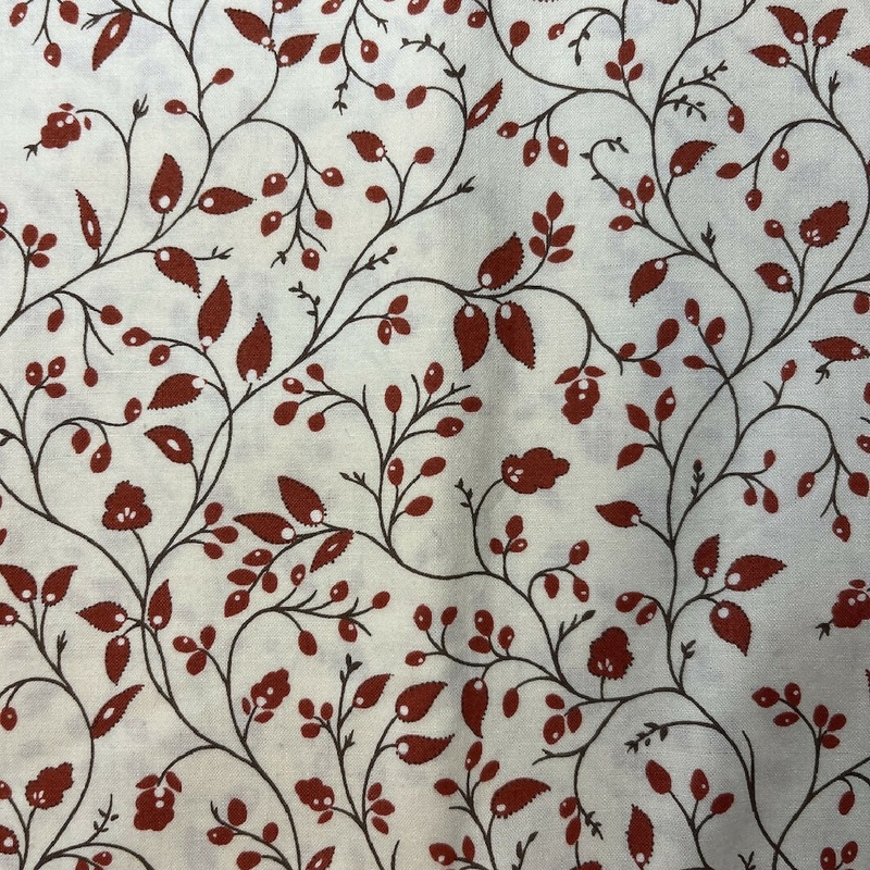 Brick Red and Cream Floral Quilting Cotton - 3.25 Yds