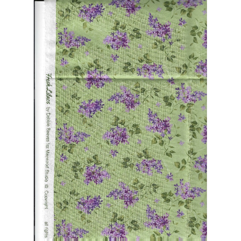 Fresh Lilacs by Debbie Beaves for Maywood Studio, Lilac on whiteil - 1 yard cotton