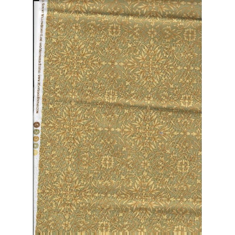Full Sun by WillowBerry Lane and Maywood Studio, Gold on Green Floral Pattern - 1 yards cotton