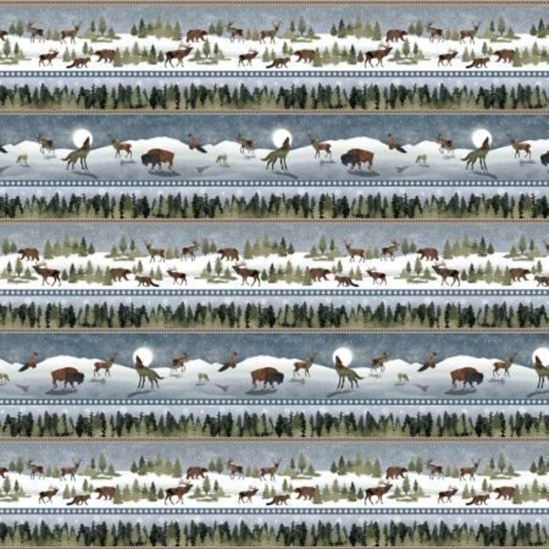 Moonlit Stroll fMulti Scenic Animal Novelty Stripe