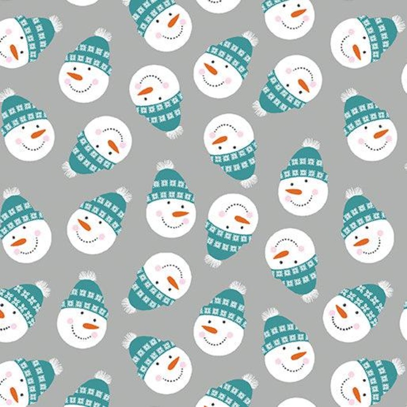 Nordic Cabin Snowman Frolic Grey