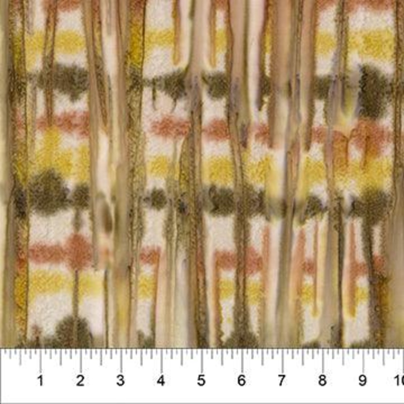 PAINTED LEAVES OLIVE BROWN Batik