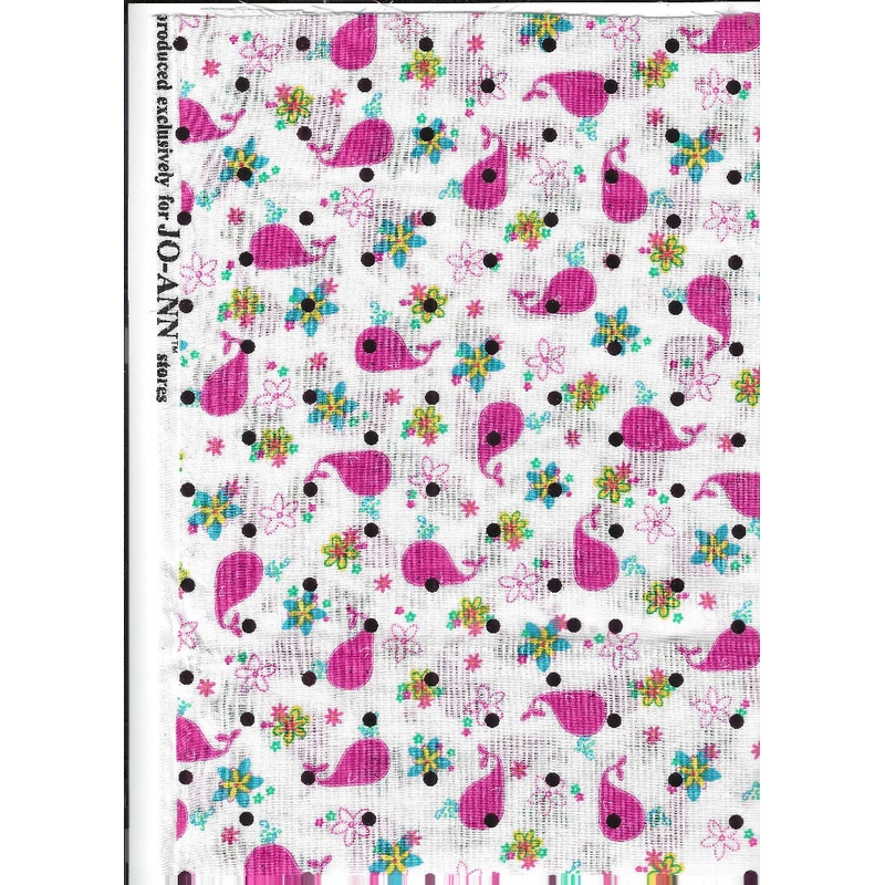 Pink Whales on White Fabric by Joann's - 0.50 yards cotton