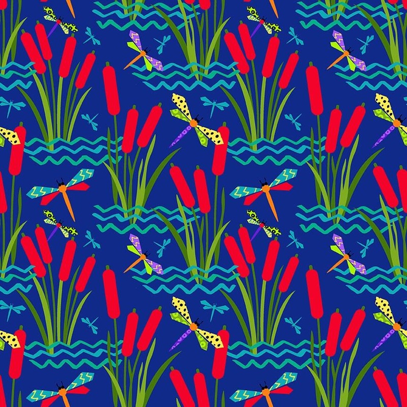Pond Life Catttails with Dragonflies