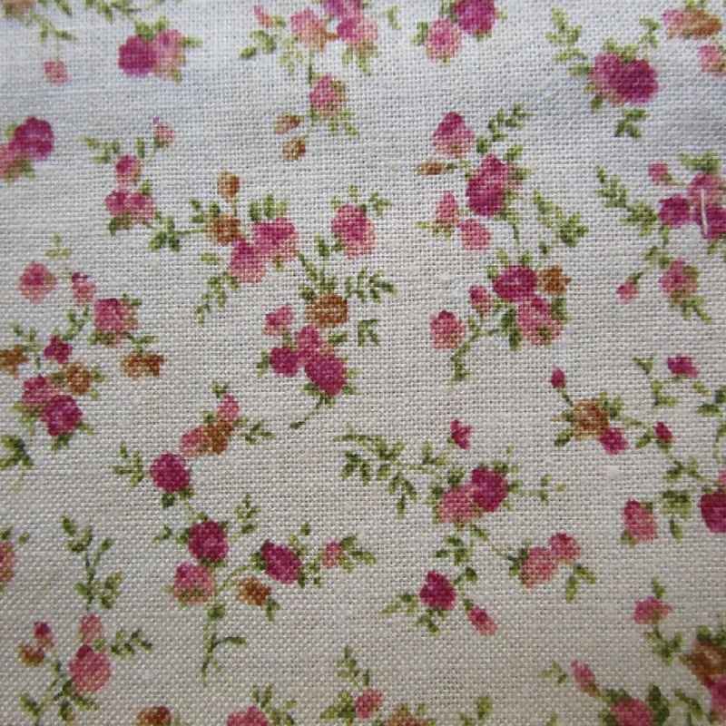 Tan Floral Cotton Quilting/Sewing Fabric, Three Scrap Pieces