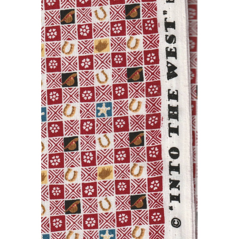 Western Style Fabric Into the West Red White Check 2 yards