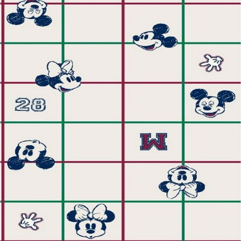 $35 Whole 5 Yard Cut -Disney Mickey and Minnie Mouse Icon Grid Light Beige - Springs Creative