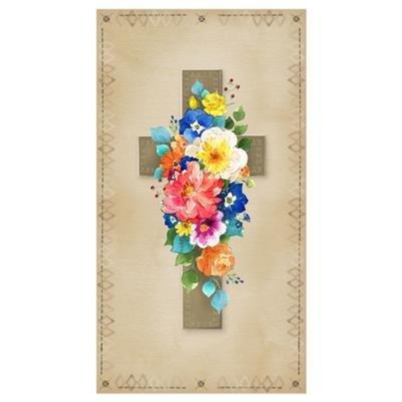 p092 Faith Cross Khaki Panel