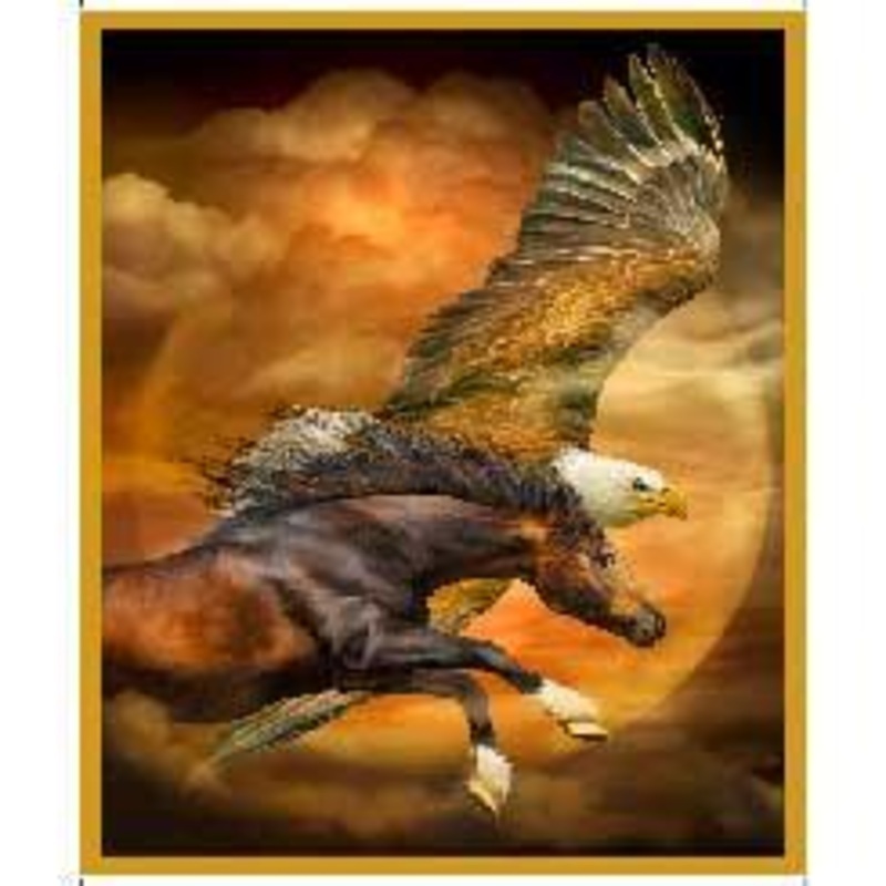 P121 Spirits Of The Wind HORSE AND EAGLE PANEL
