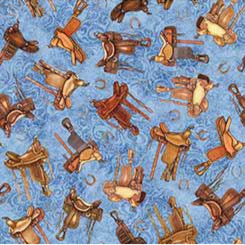 QT Fabrics Running Wild 2600-30628-W Saddle Toss Light Denim