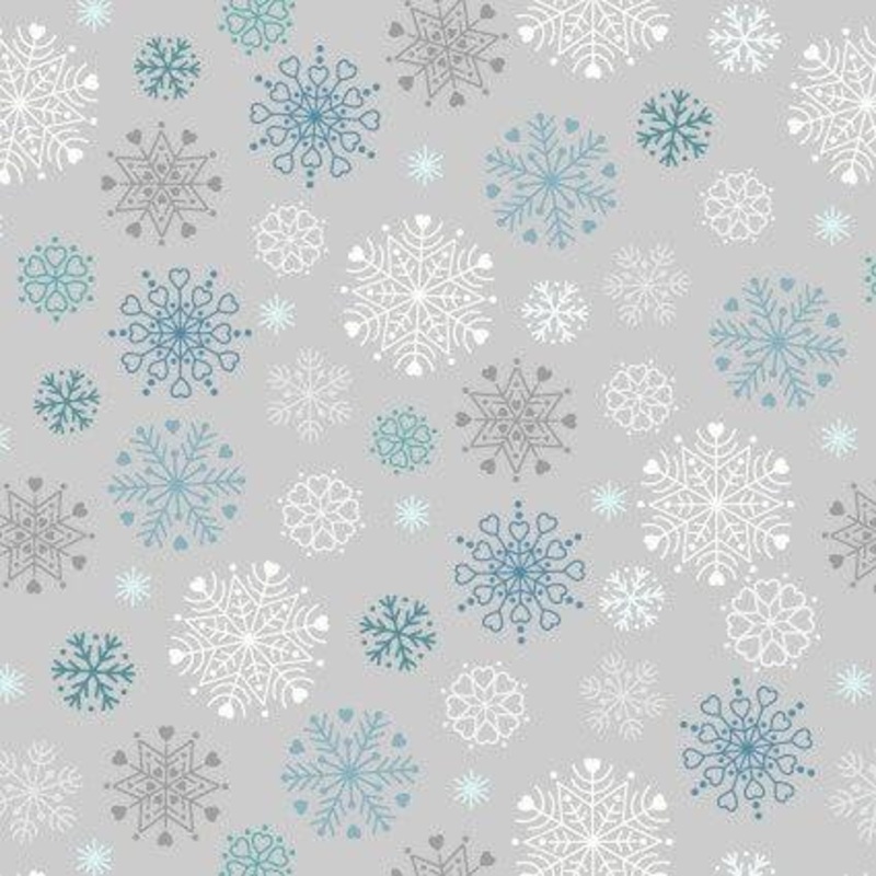 Snow Day Snowflakes on Grey Flannel