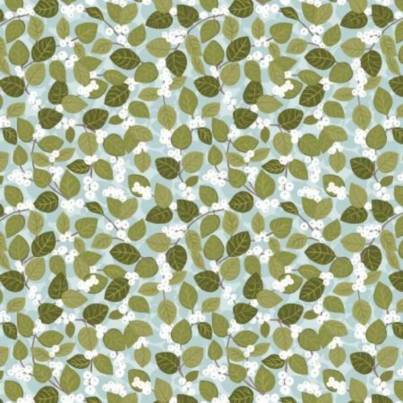 Winter Botanical Snowberry on winter blue with pearl