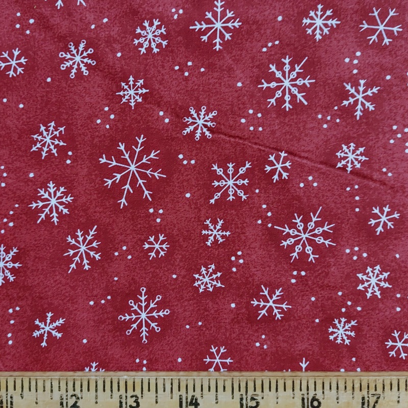 Benartex Christmas Collection Snowflakes Burgundy 3701