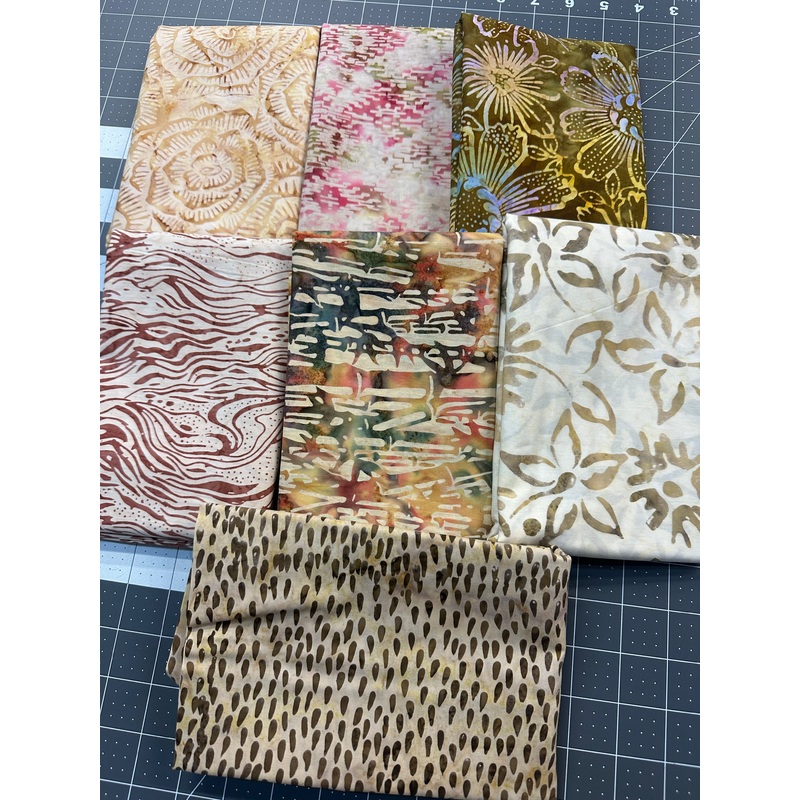 High Quality Natural Batik Quilters Cotton Fabric Bundle  7 Yards Total