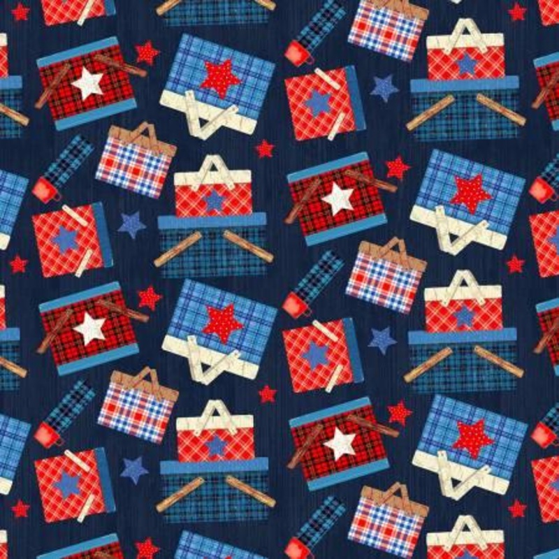 Navy Tossed Picnic Baskets