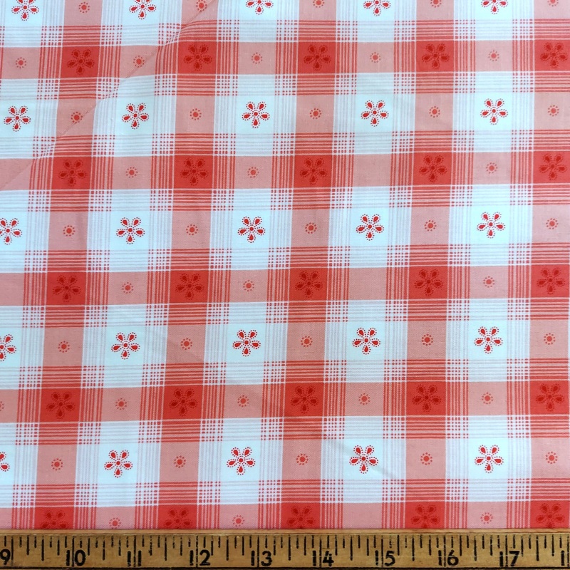 REMNANT 7/8 YARD Benartex Simply Chic Red Gingham 03818